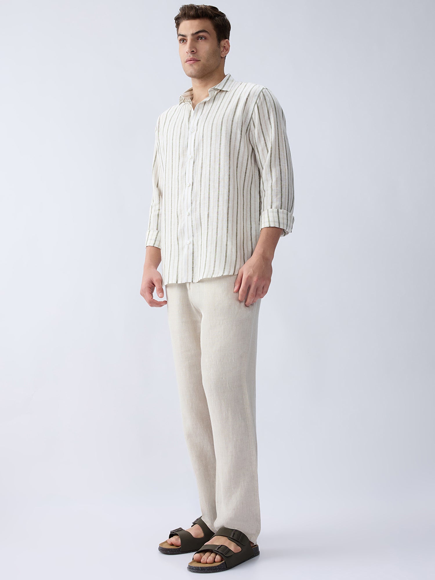 Ivory Dune Luxe Striped 100% Pure Linen