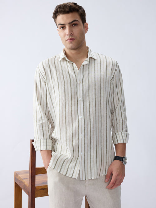 Ivory Dune Luxe Striped 100% Pure Linen