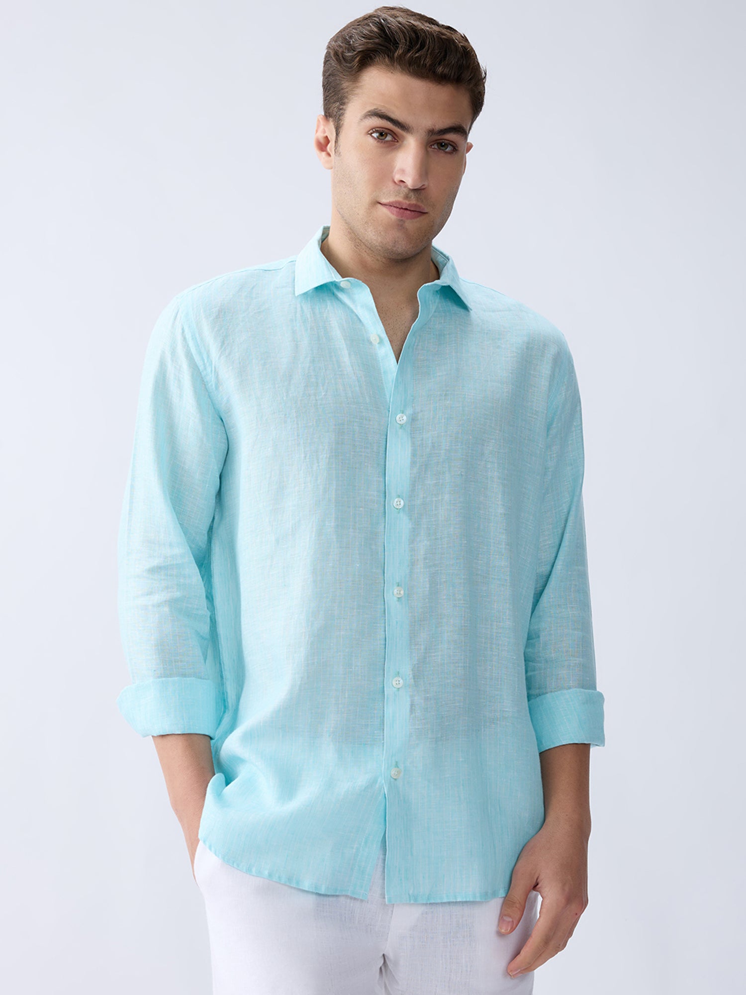 Coastal Blue Luxe Striped 100% Pure Linen – Bhrata