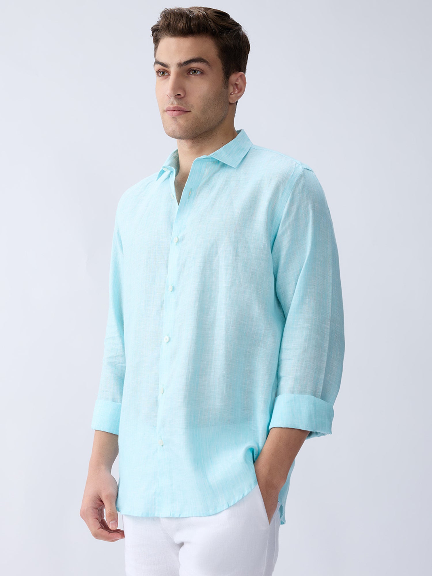 Coastal Blue Luxe Striped 100% Pure Linen