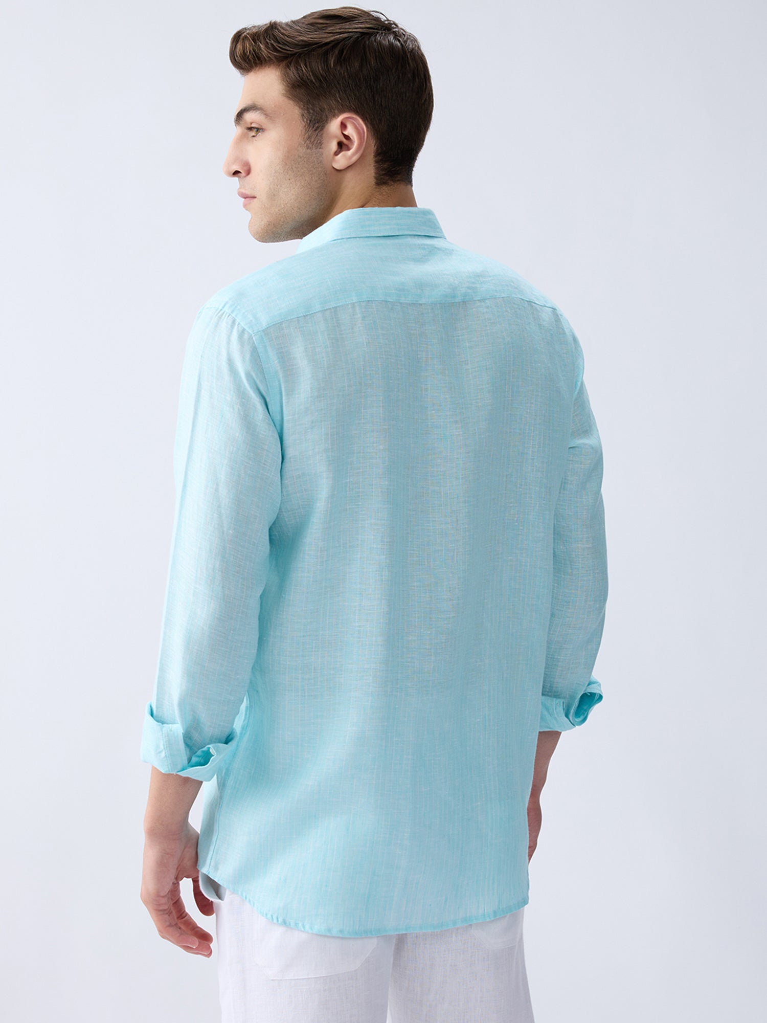 Coastal Blue Luxe Striped 100% Pure Linen