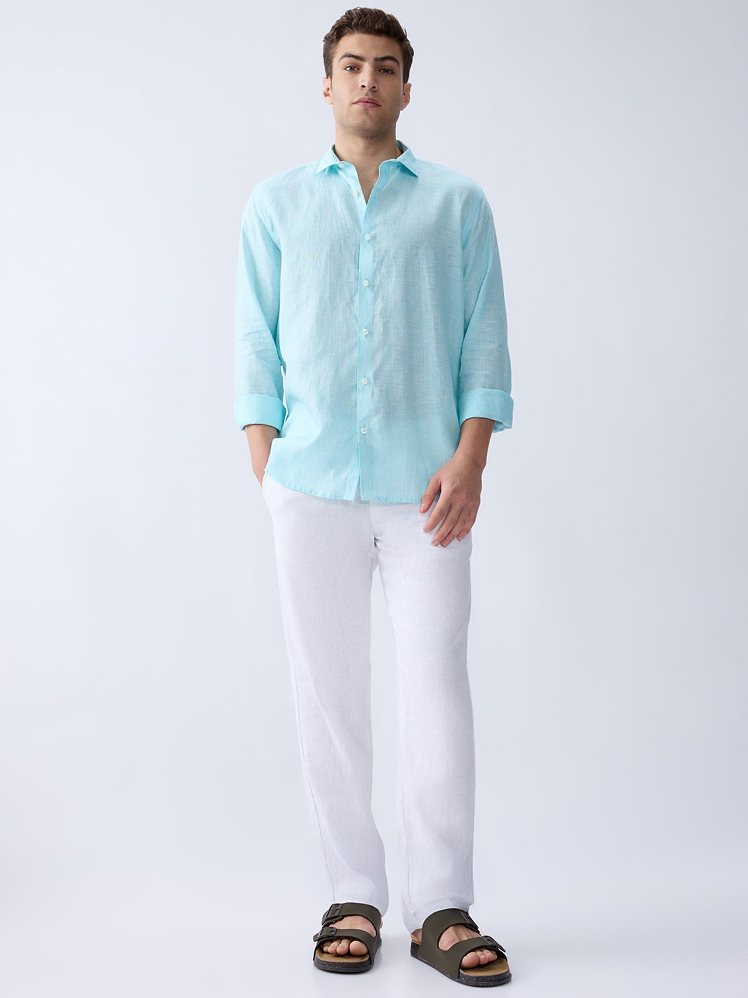 Coastal Blue Luxe Striped 100% Pure Linen