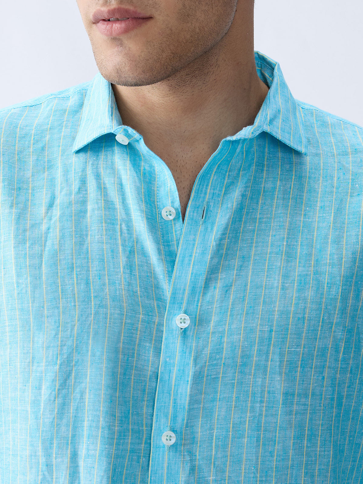 Ocean Blue Luxe Striped 100% Pure Linen