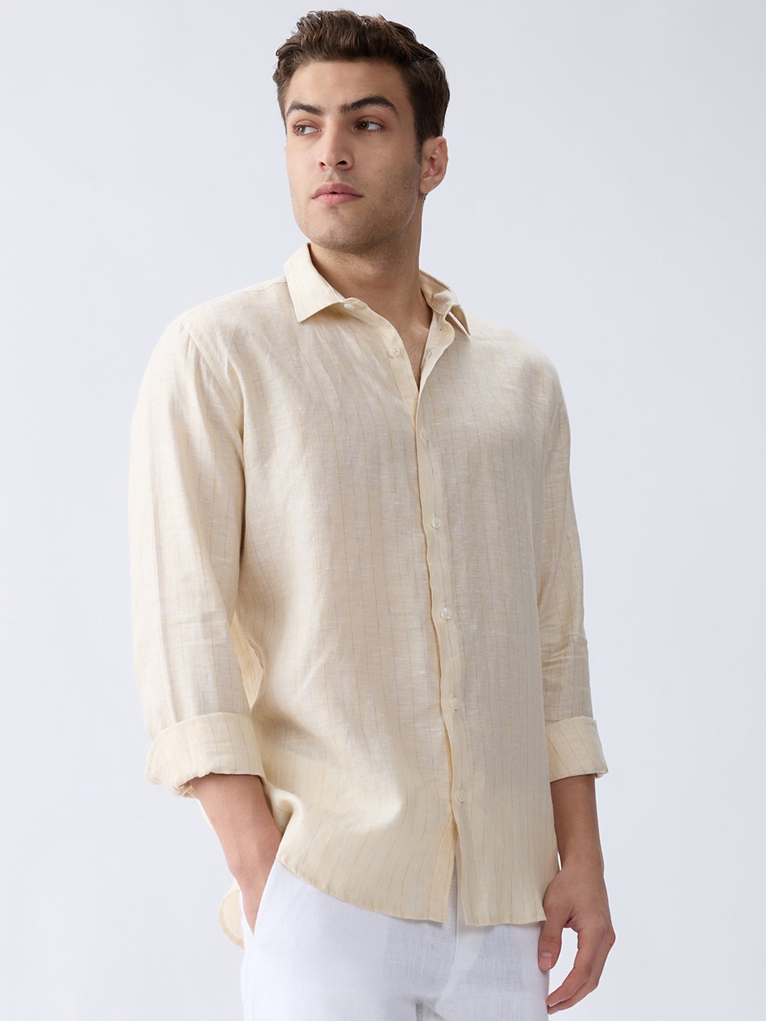 Sunbeam Yellow Luxe Striped 100% Pure Linen