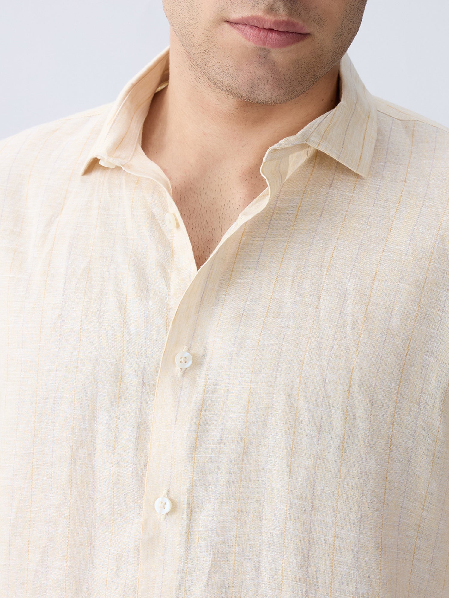 Sunbeam Yellow Luxe Striped 100% Pure Linen