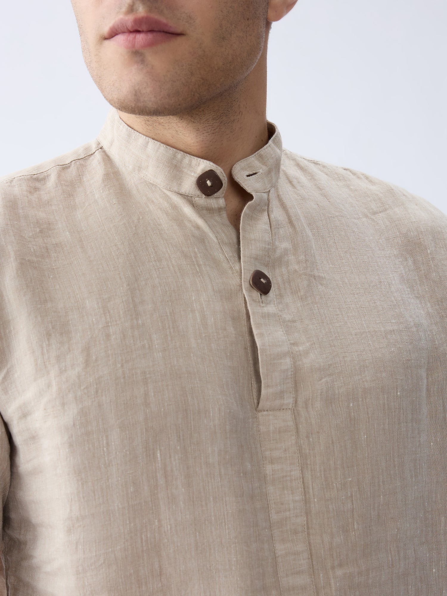 Origin | Beige Short Kurta 100% Pure Linen