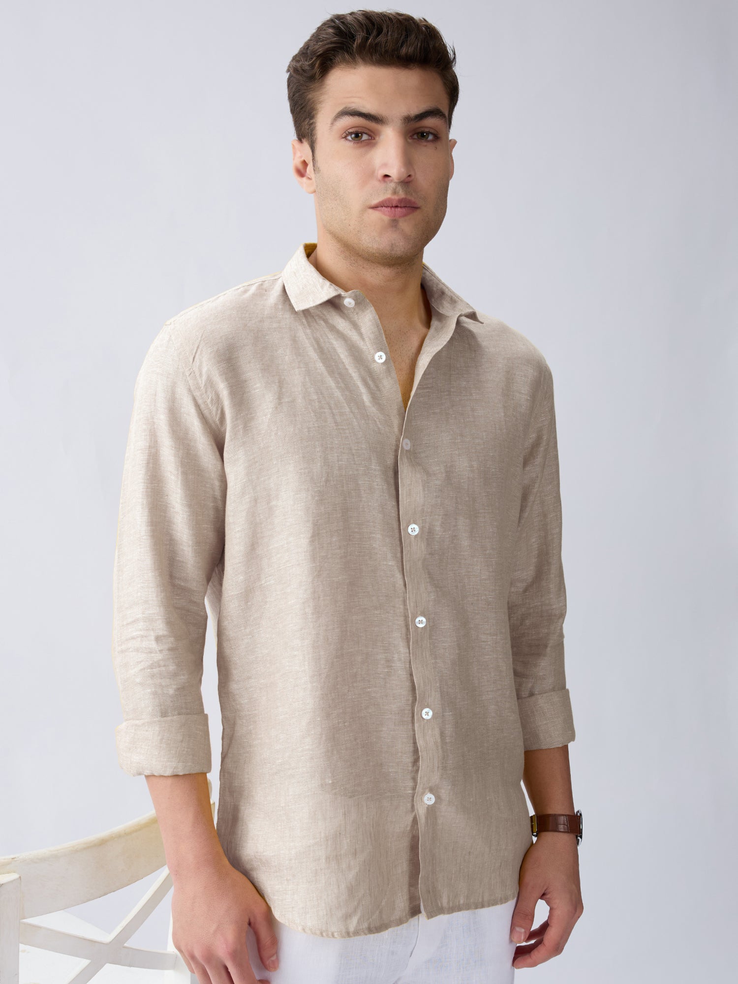 Origin | Beige Classic Shirt 100% Pure Linen