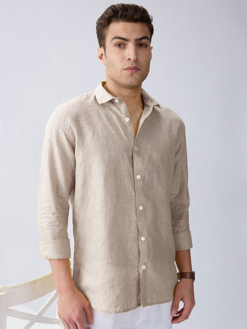 Origin | Beige Classic Shirt 100% Pure Linen