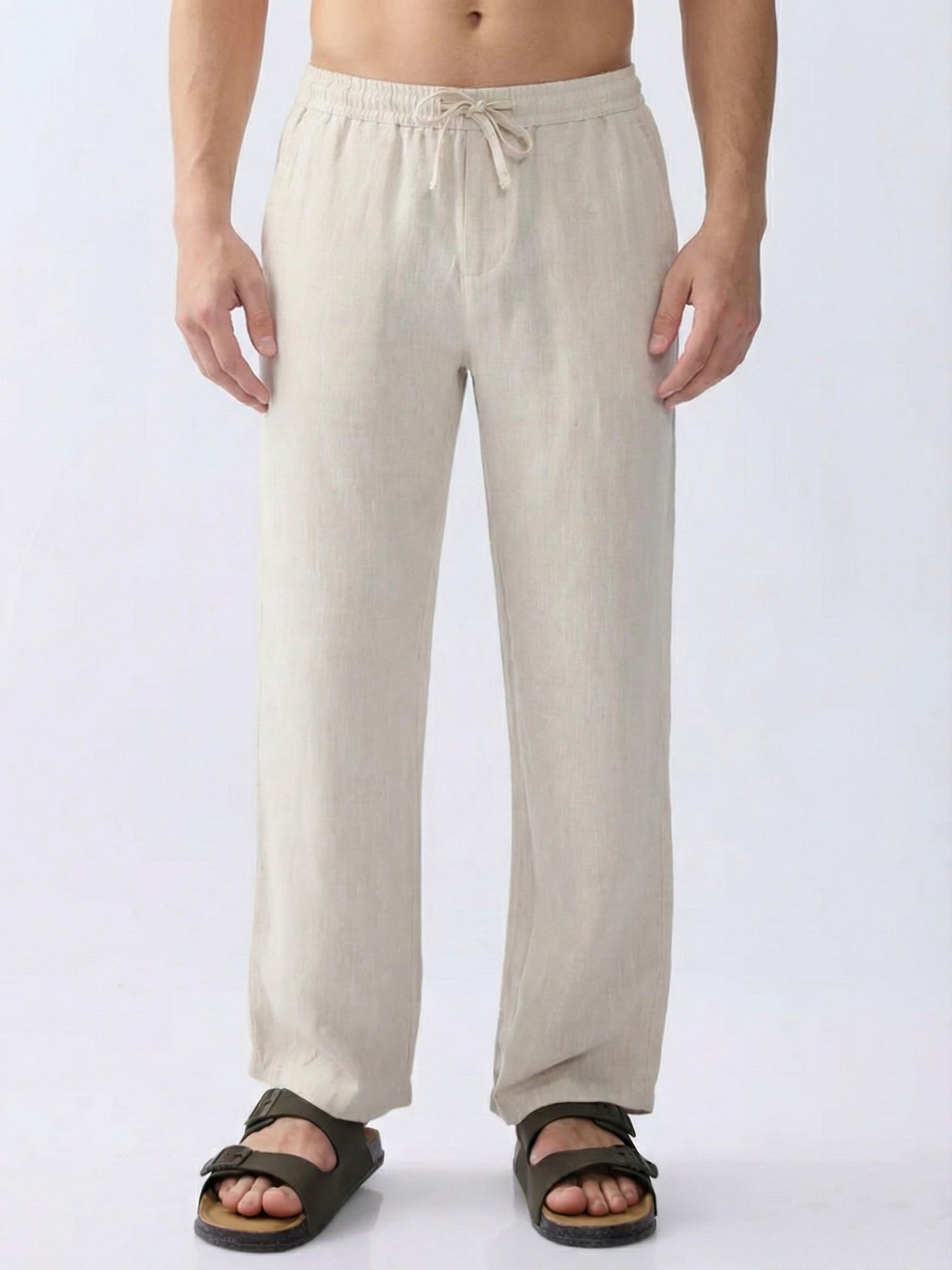 Beige 100% Pure Linen Everyday Pants – Bhrata