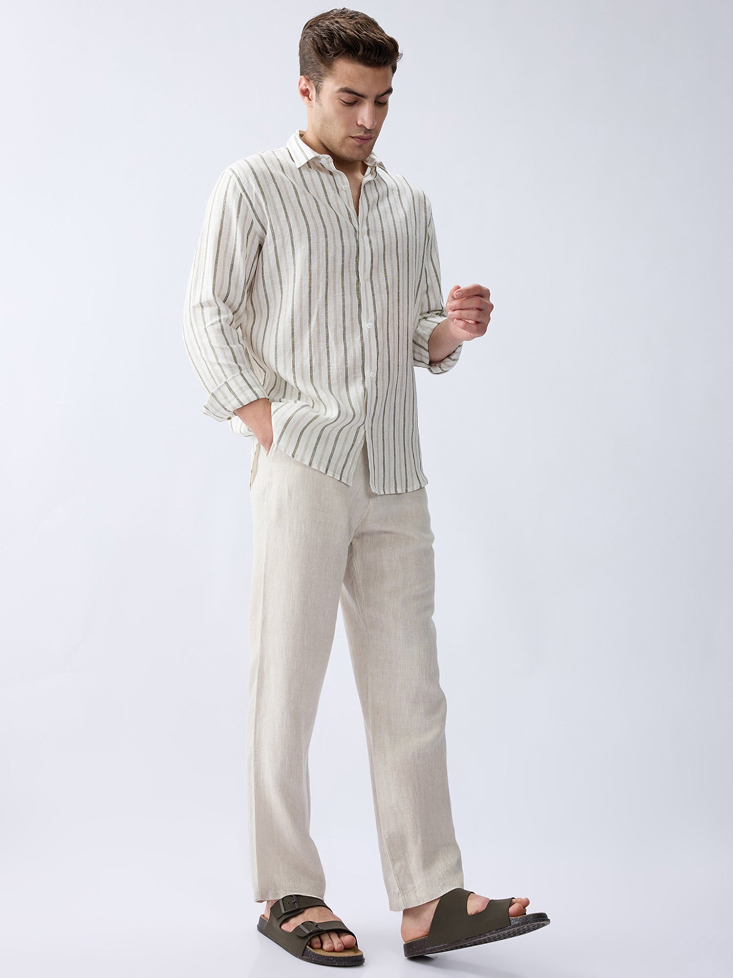 Beige 100% Pure Linen Everyday Pants