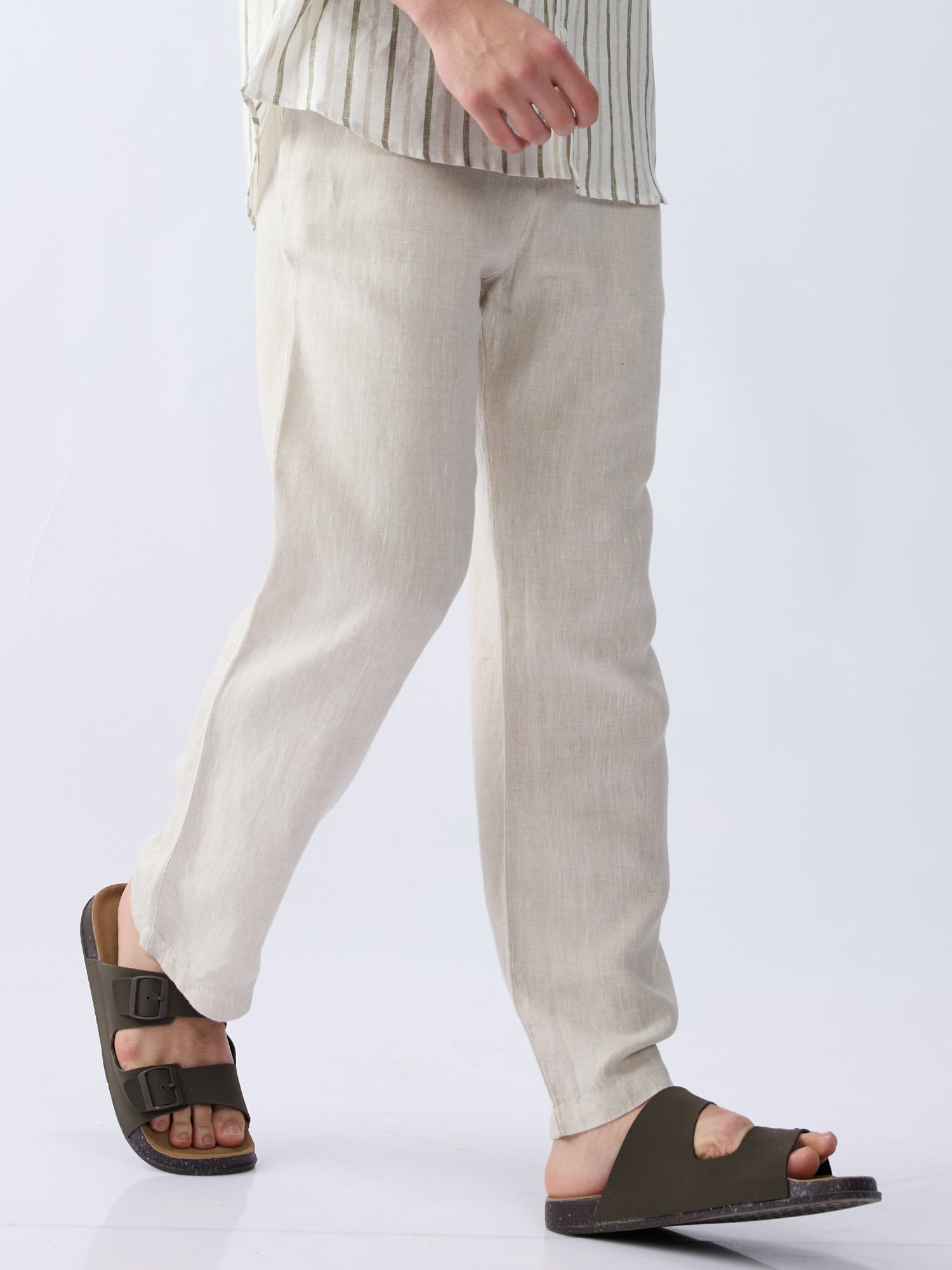 Beige 100% Pure Linen Everyday Pants