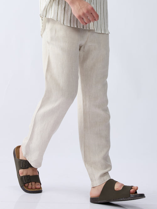 Beige 100% Pure Linen Everyday Pants