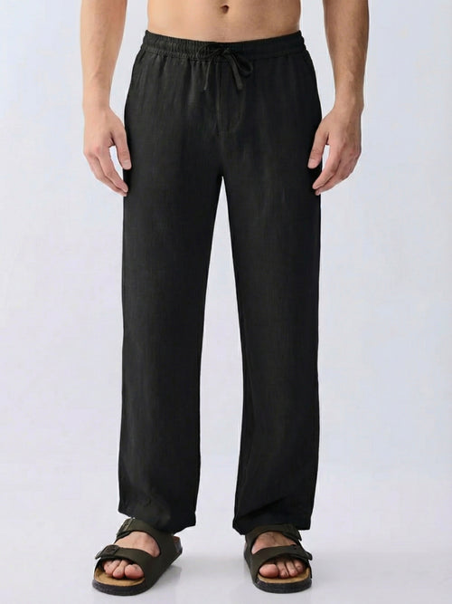 Black 100% Pure Linen Everyday Pants