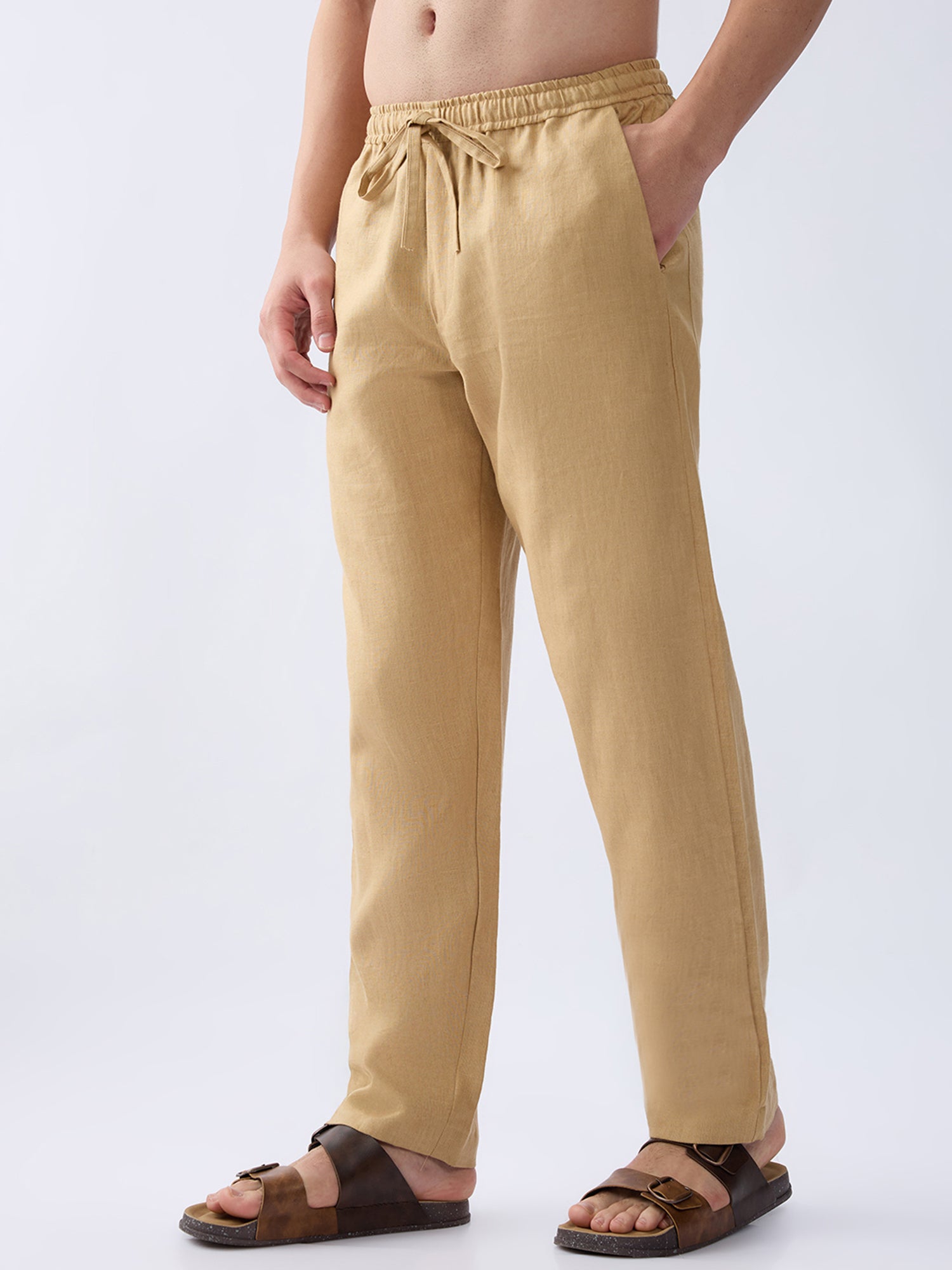 Khaki 100% Pure Linen Everyday Pants