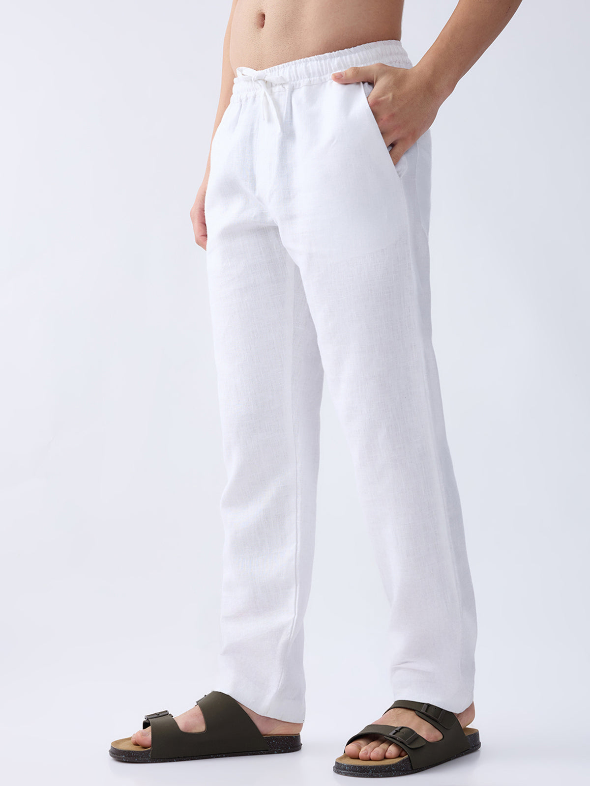 White 100% Pure Linen Everyday Pants