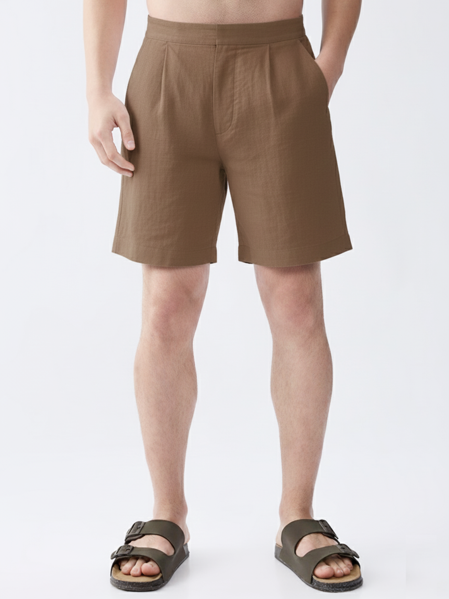 Earth Brown 100% Pure Linen Relaxed Shorts