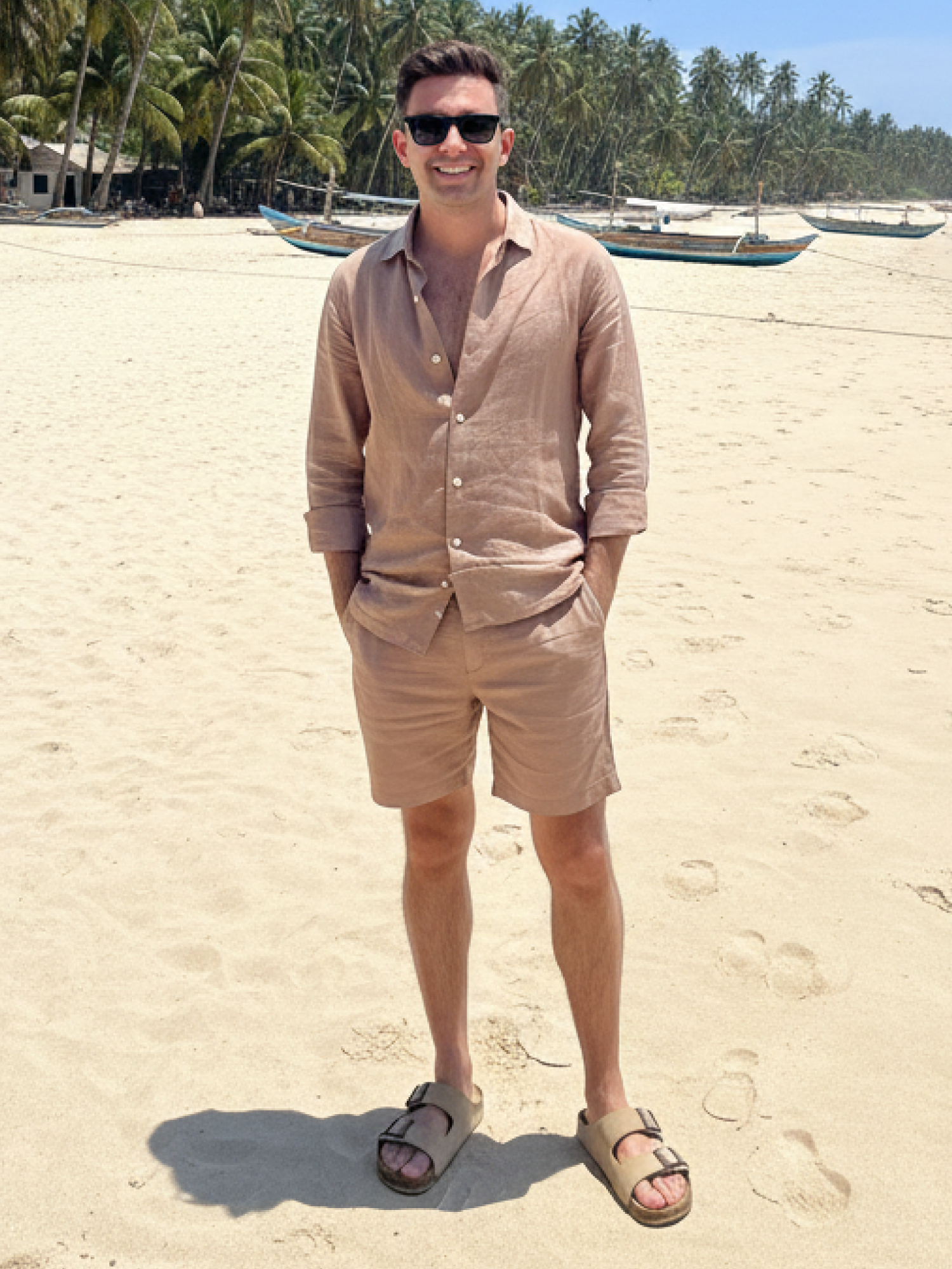Earth Brown 100% Pure Linen Relaxed Shorts