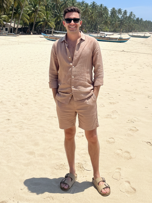 Earth Brown 100% Pure Linen Relaxed Shorts