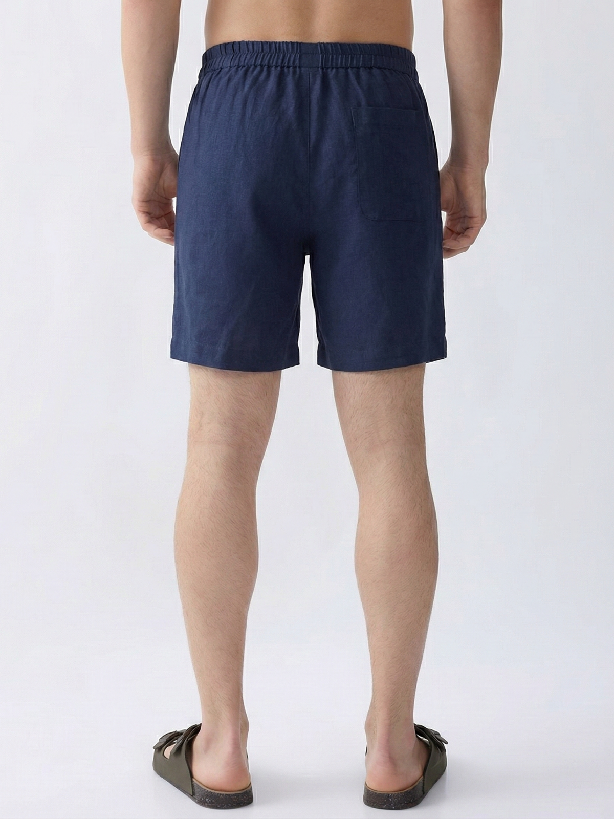 Navy 100% Pure Linen Relaxed Shorts