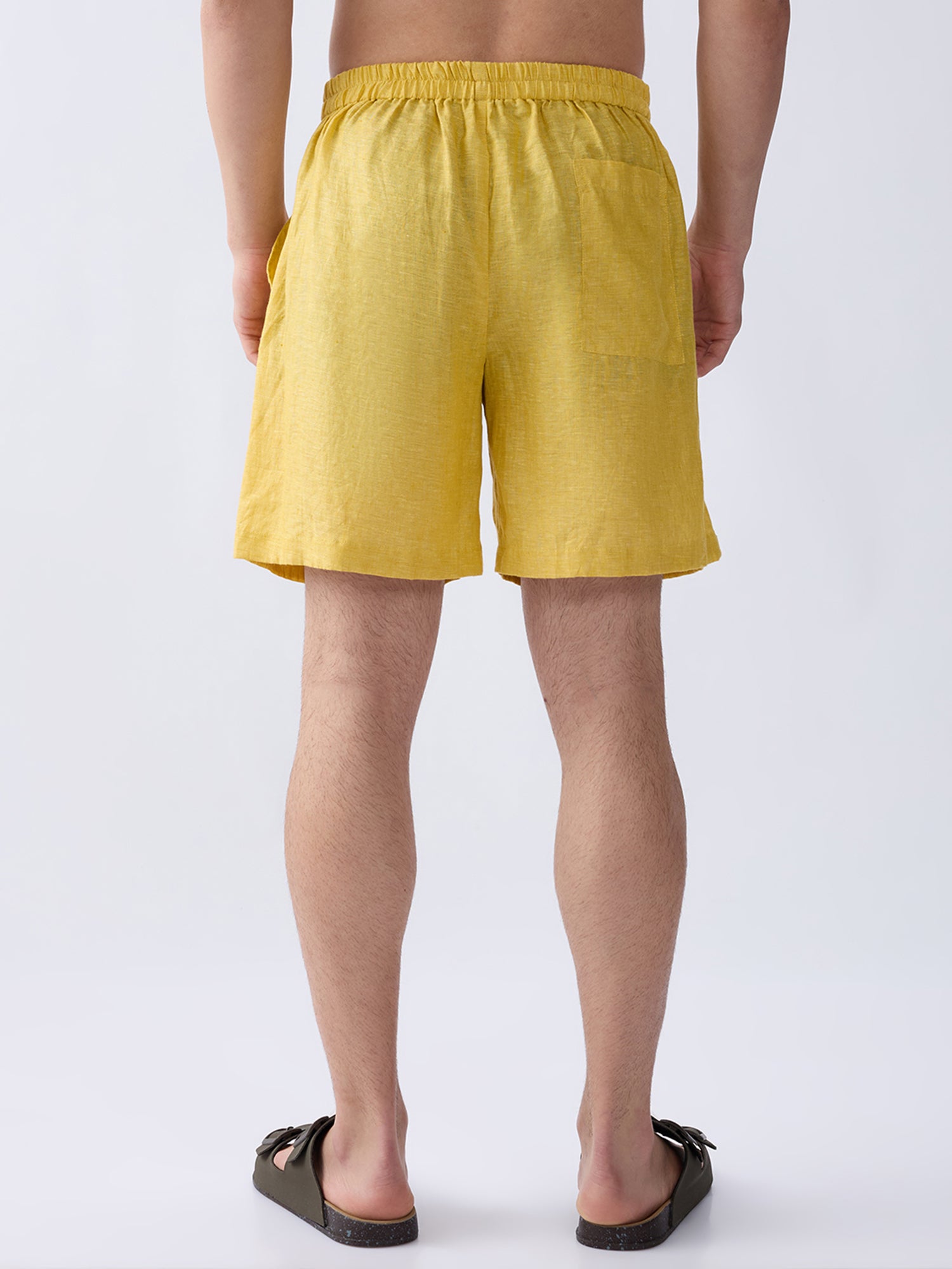 Mustard Yellow 100% Pure Linen Relaxed Shorts