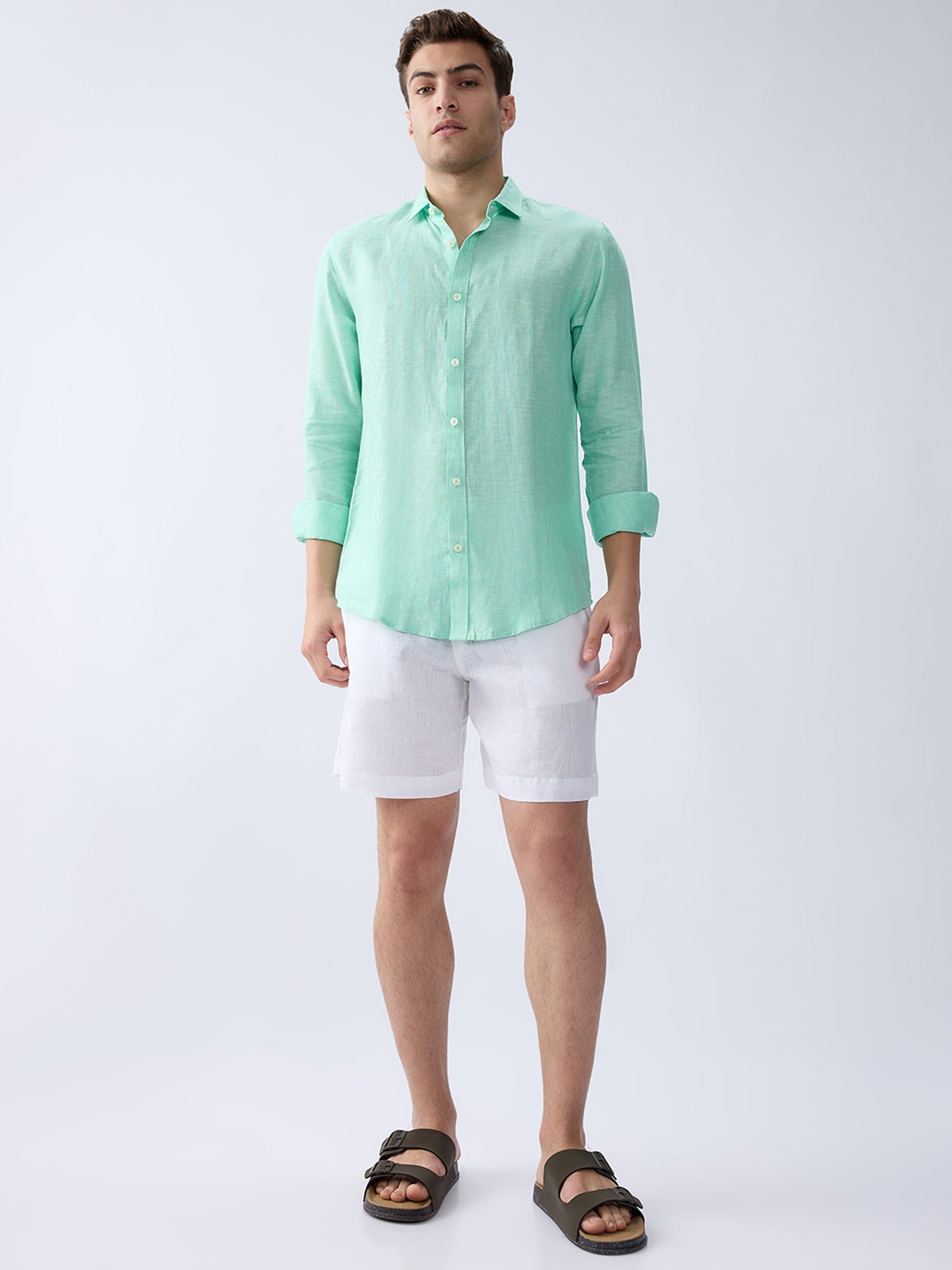 White 100% Pure Linen Relaxed Shorts