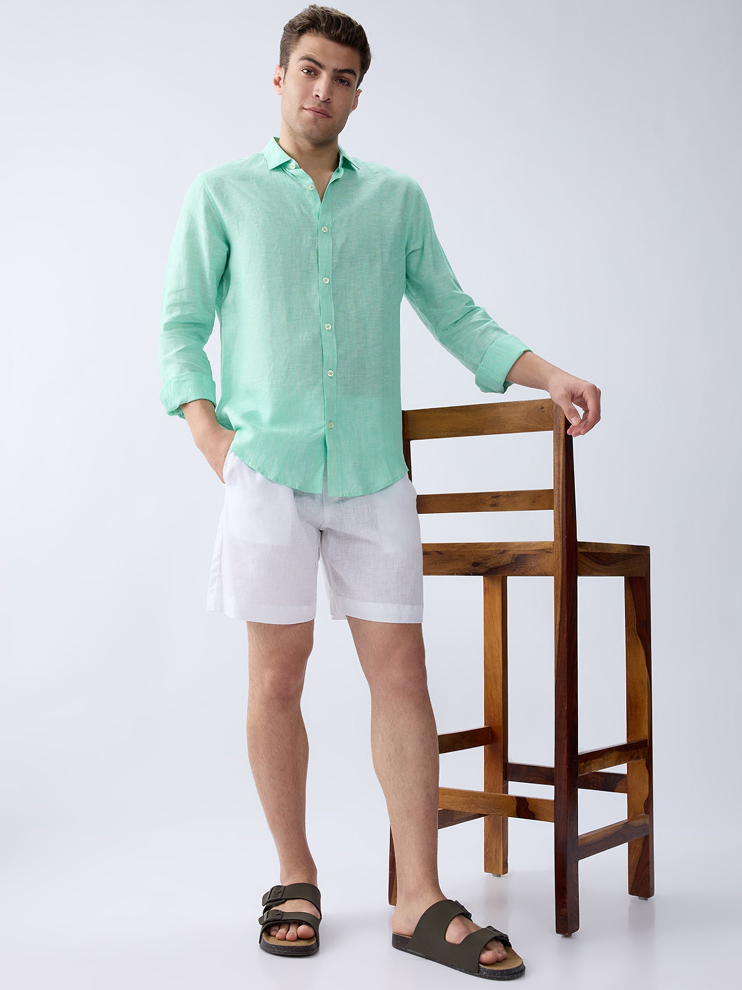White 100% Pure Linen Relaxed Shorts