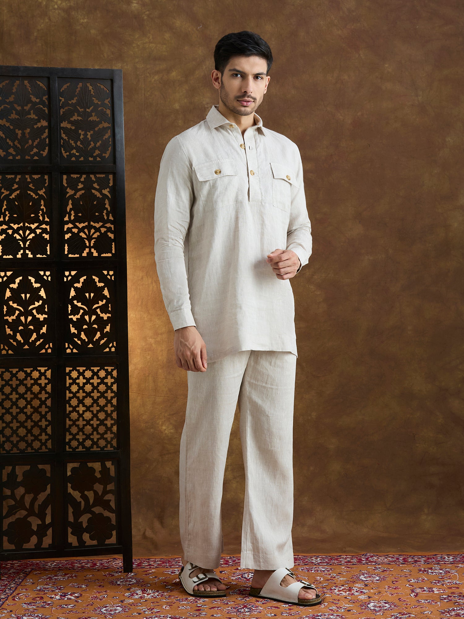 Arka | 100% Pure Linen Beige Kurta Set