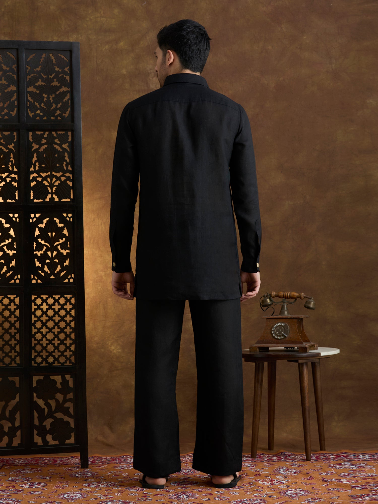 Arka | 100% Pure Linen Black Kurta Set