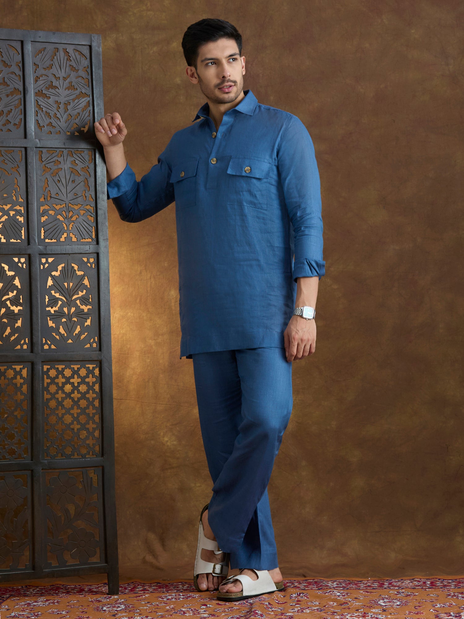 Arka | 100% Pure Linen Blue Kurta Set