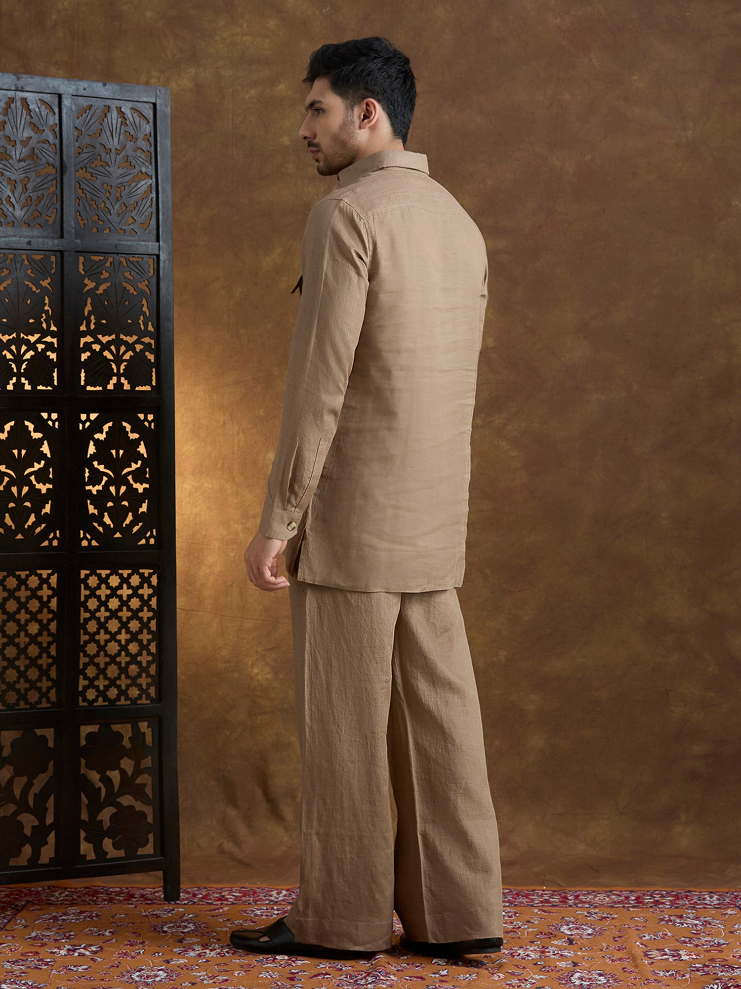 Arka | 100% Pure Linen Brown Kurta Set