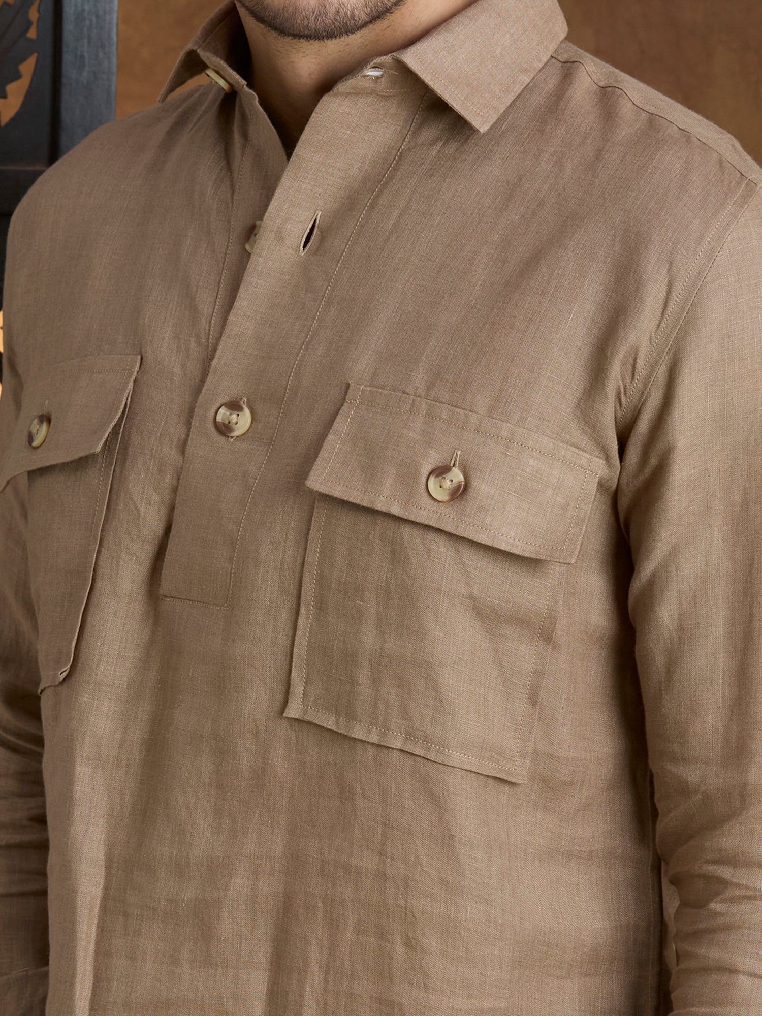 Arka | 100% Pure Linen Brown Kurta Set
