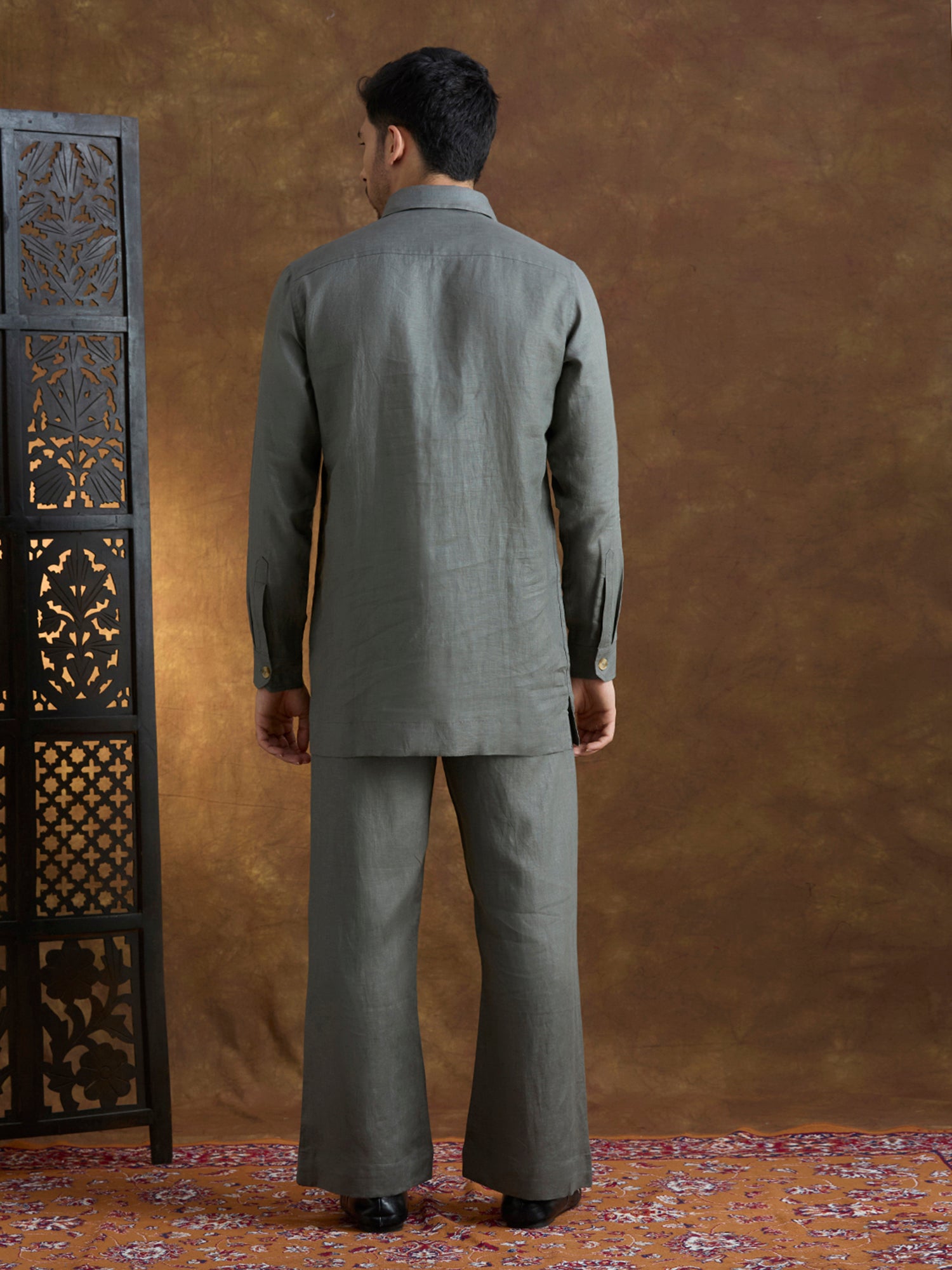 Arka | 100% Pure Linen Dark Gray Kurta Set