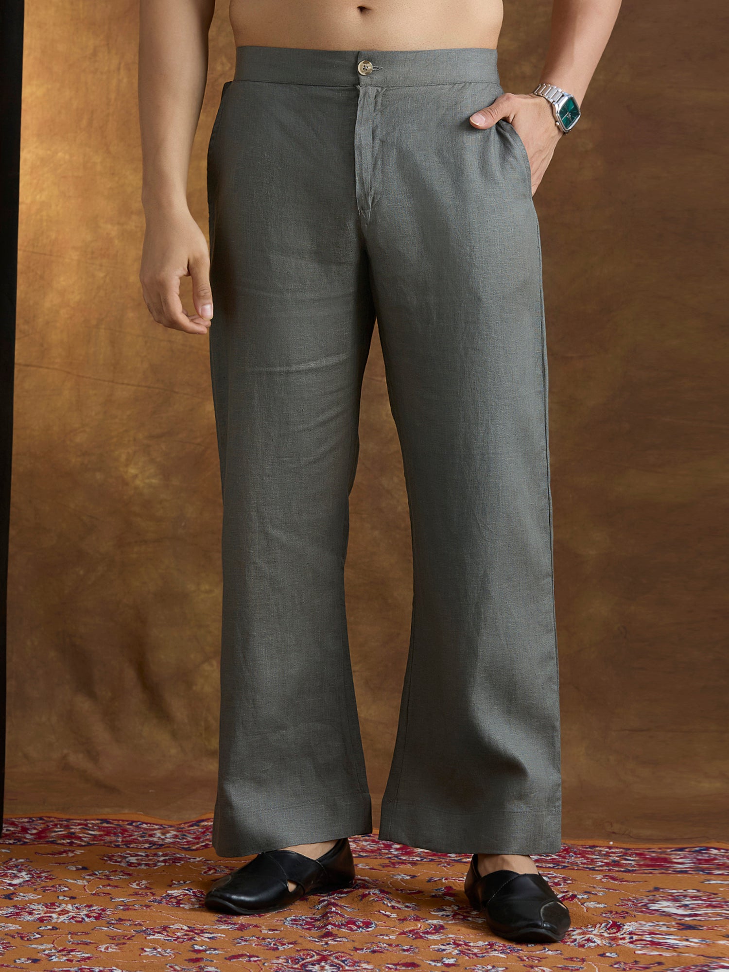 Arka | 100% Pure Linen Dark Gray Kurta Set