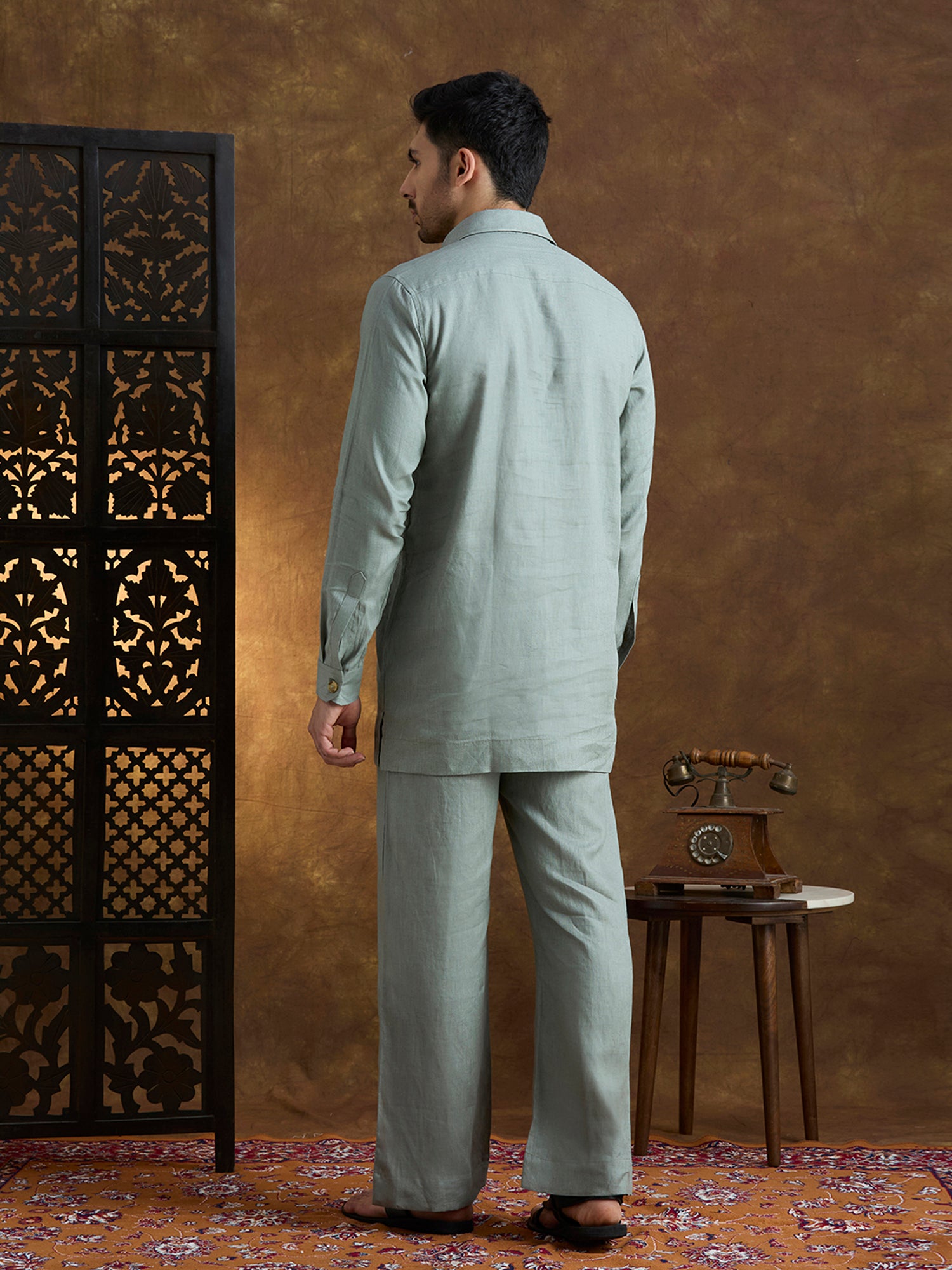 Arka | 100% Pure Linen Green Kurta Set