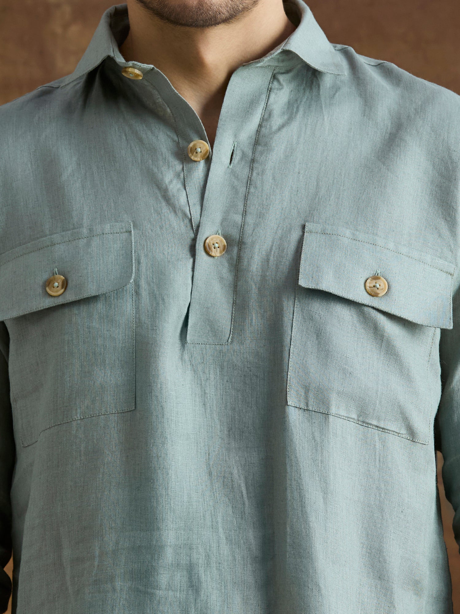 Arka | 100% Pure Linen Green Kurta Set
