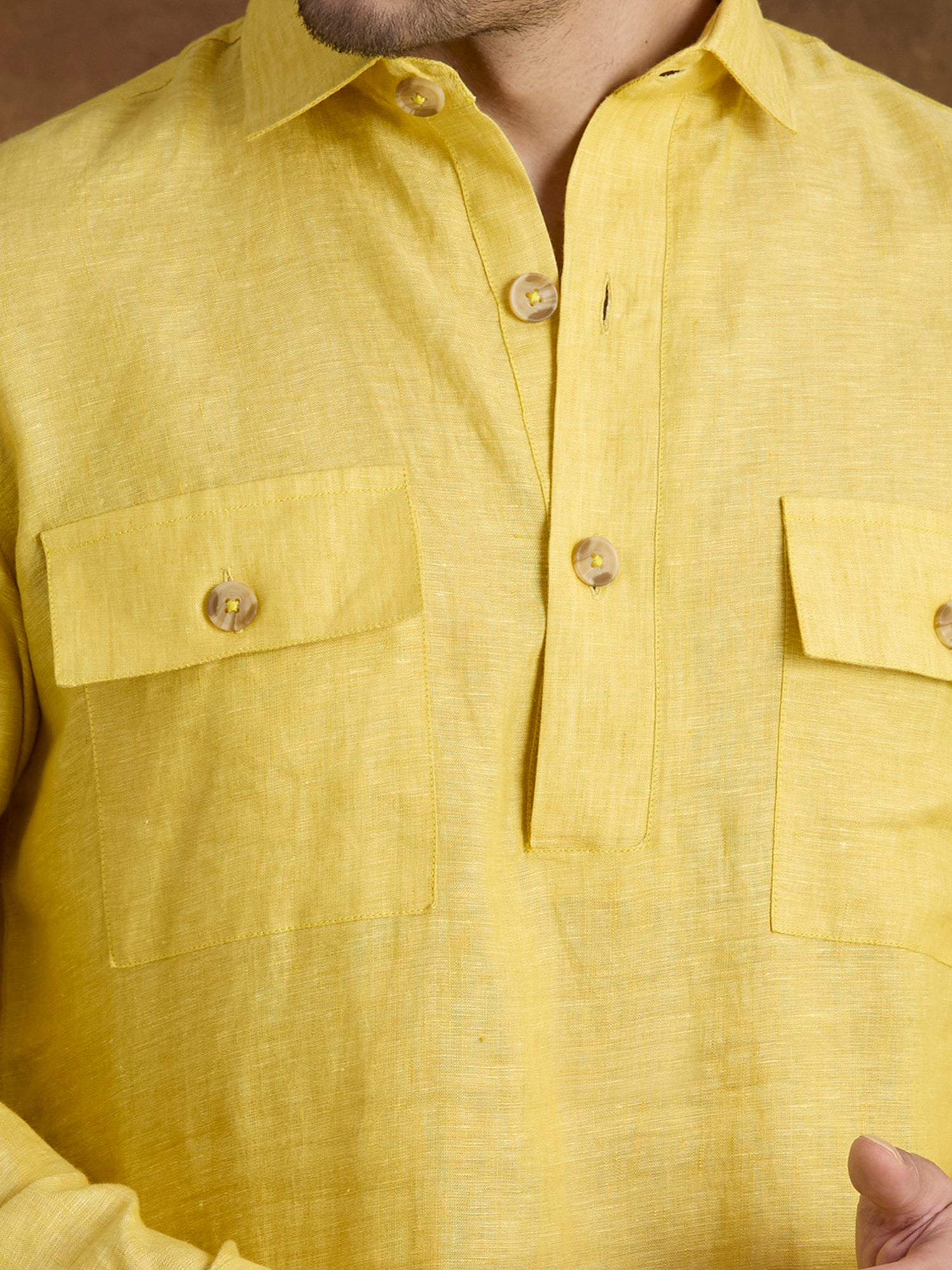 Arka | 100% Pure Linen Mustard Kurta Set