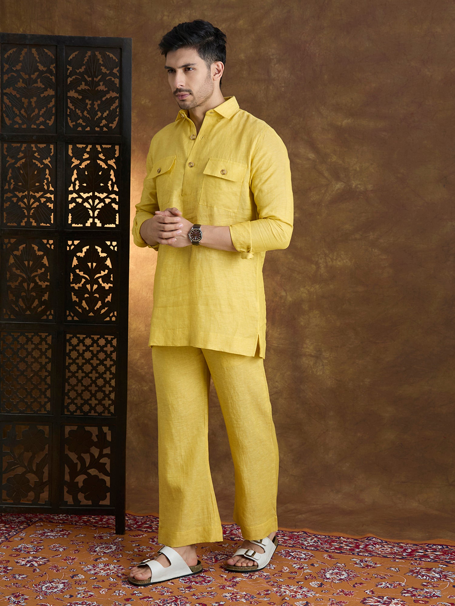 Arka | 100% Pure Linen Mustard Kurta Set