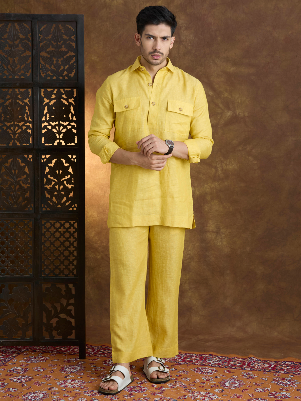 Arka | 100% Pure Linen Mustard Kurta Set