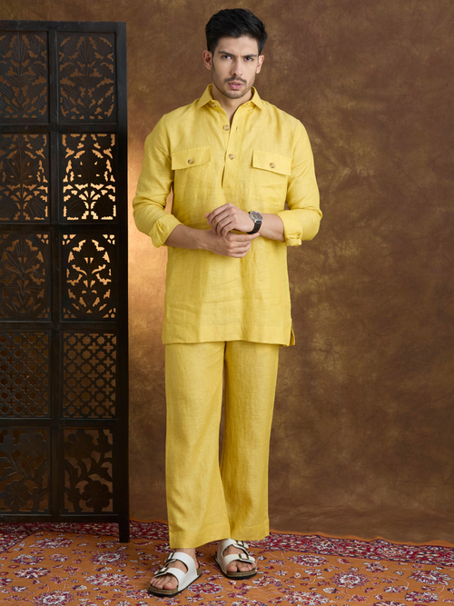Arka | 100% Pure Linen Mustard Kurta Set