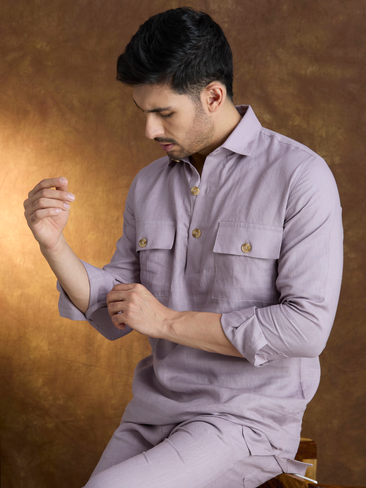 Arka | 100% Pure Linen Purple Kurta Set