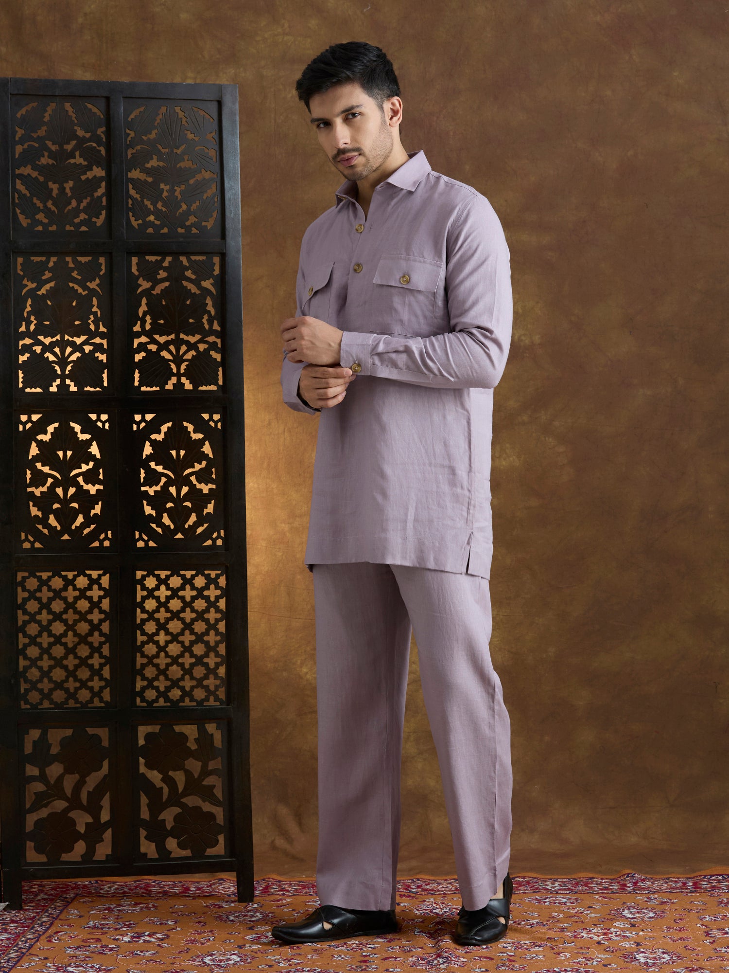 Arka | 100% Pure Linen Purple Kurta Set