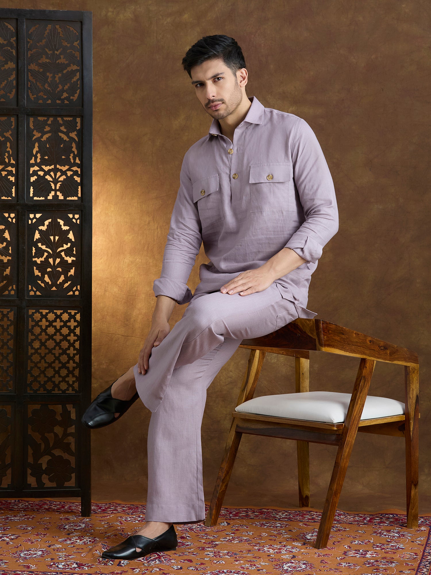 Arka | 100% Pure Linen Purple Kurta Set