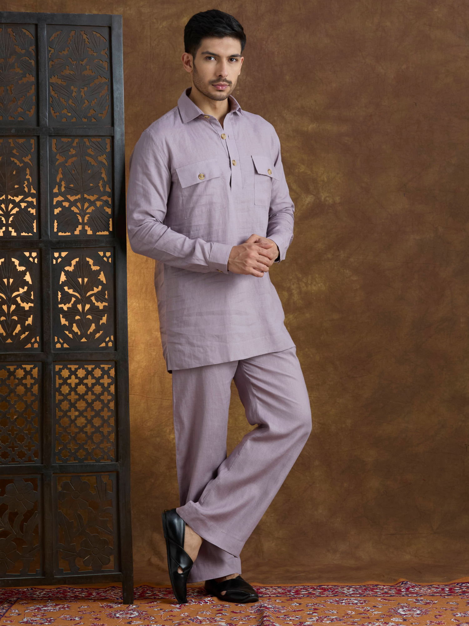 Arka | 100% Pure Linen Purple Kurta Set