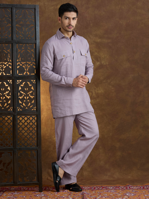 Arka | 100% Pure Linen Purple Kurta Set