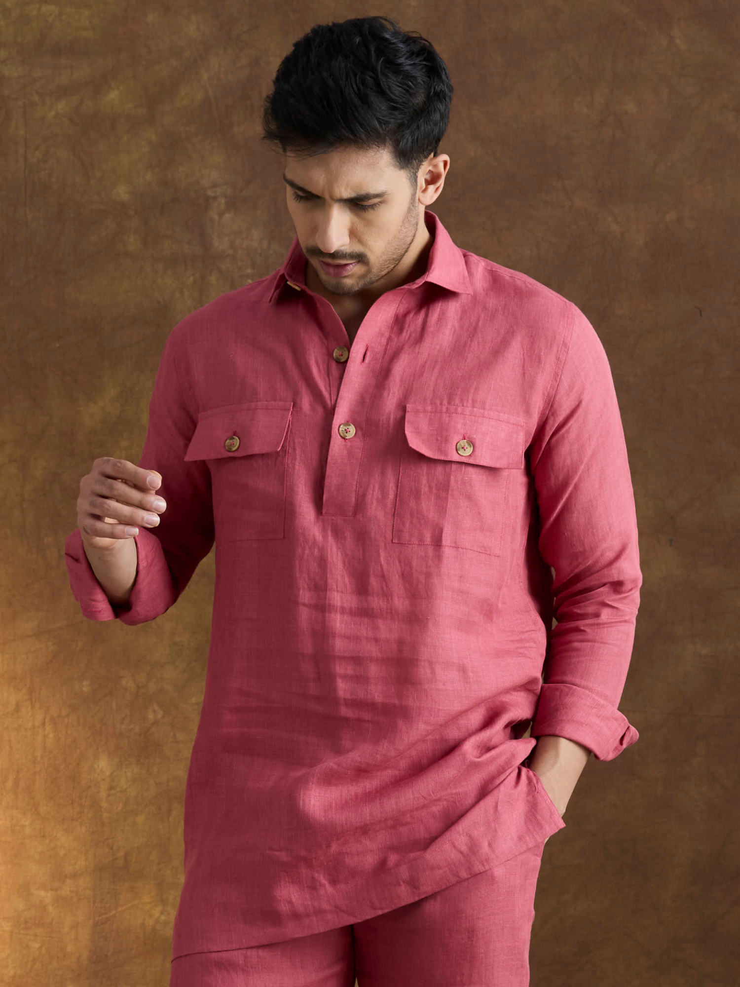 Arka | 100% Pure Linen Red Kurta Set