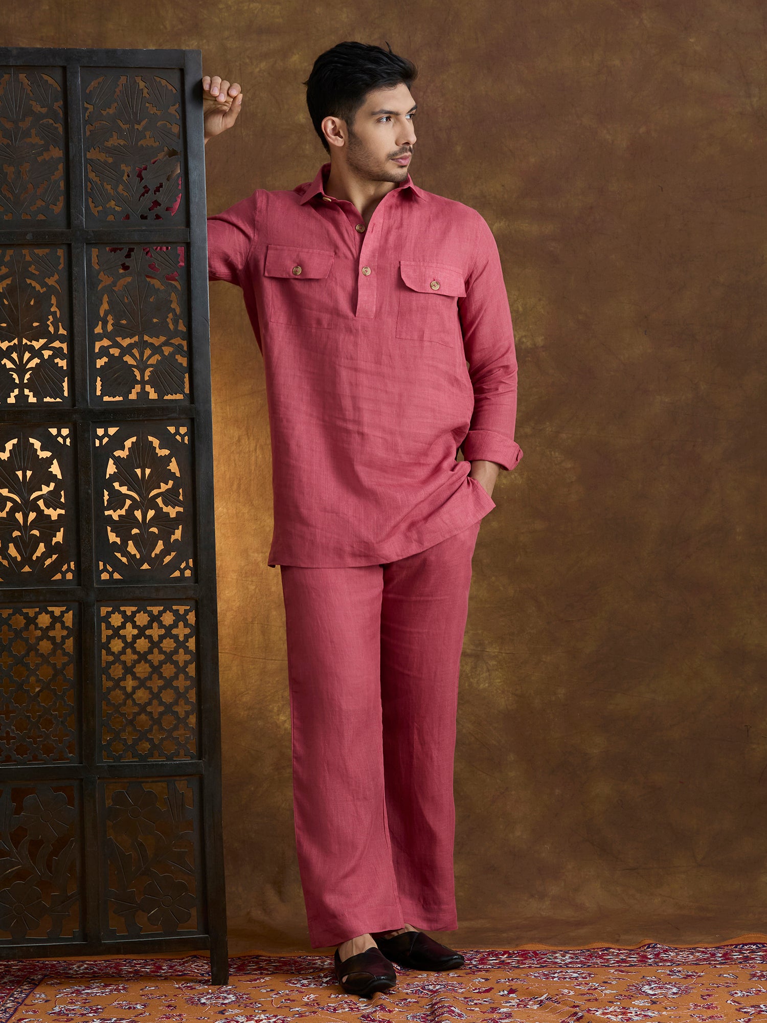 Arka | 100% Pure Linen Red Kurta Set