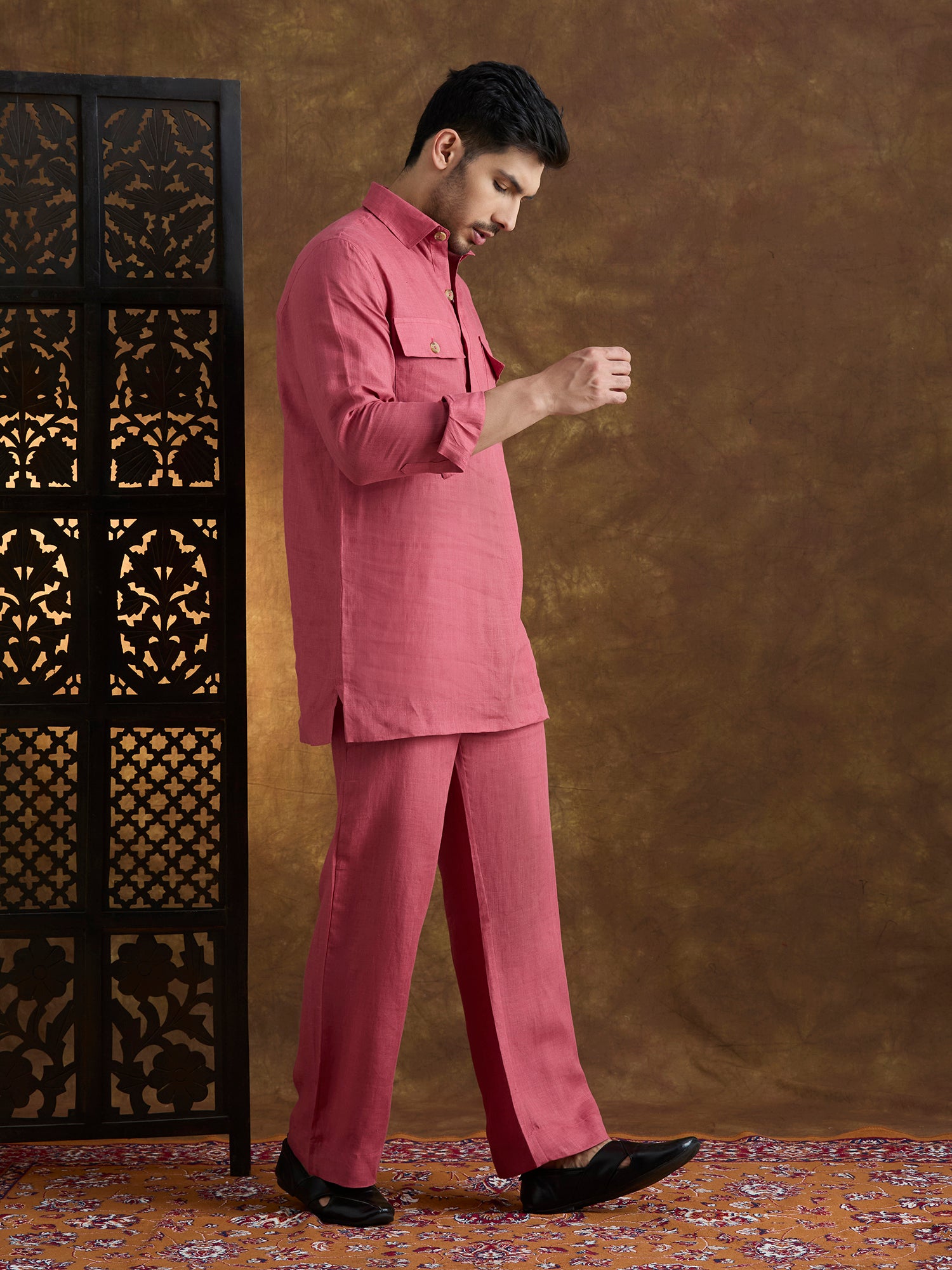 Arka | 100% Pure Linen Red Kurta Set