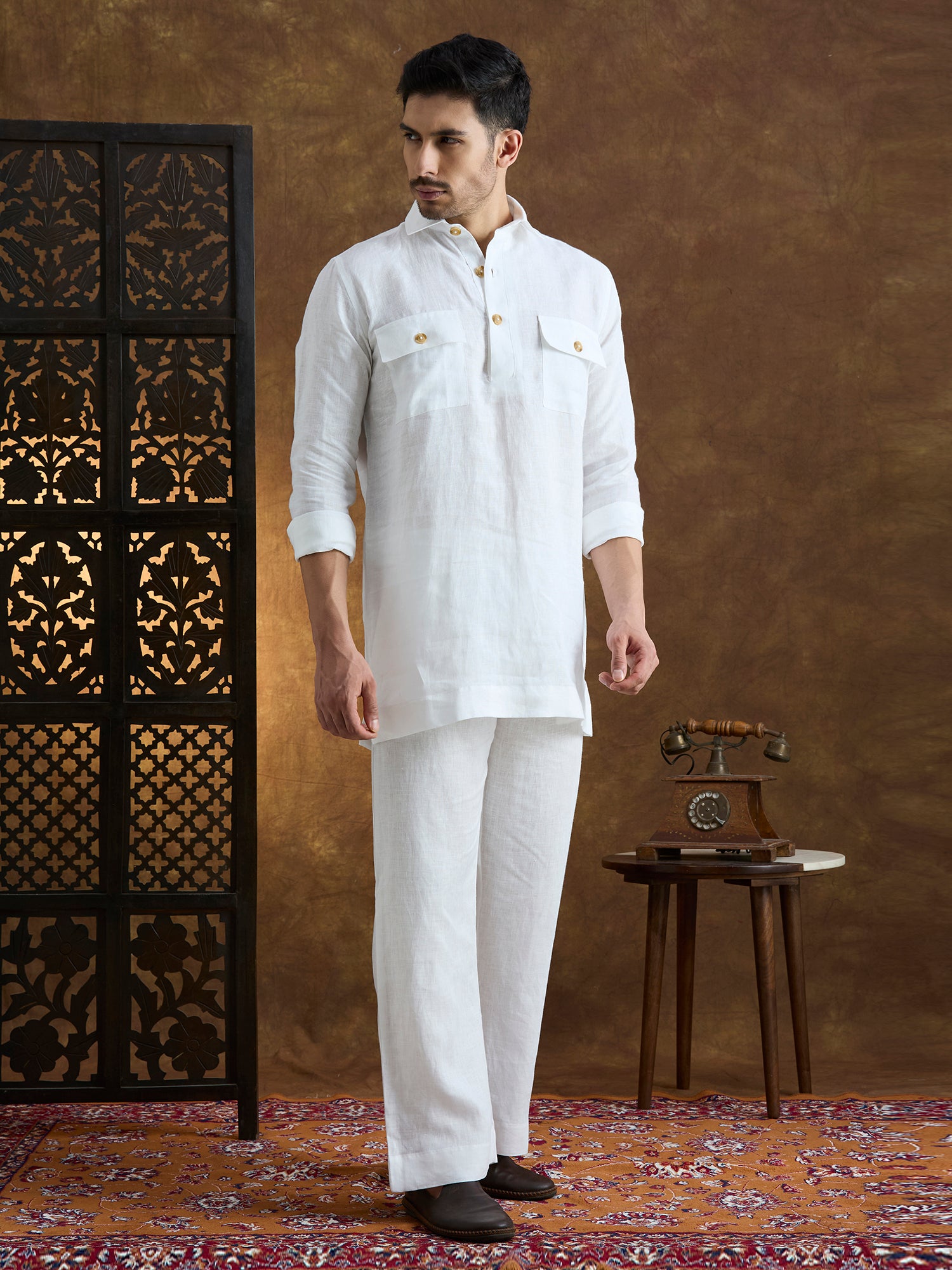 Arka | 100% Pure Linen White Kurta Set