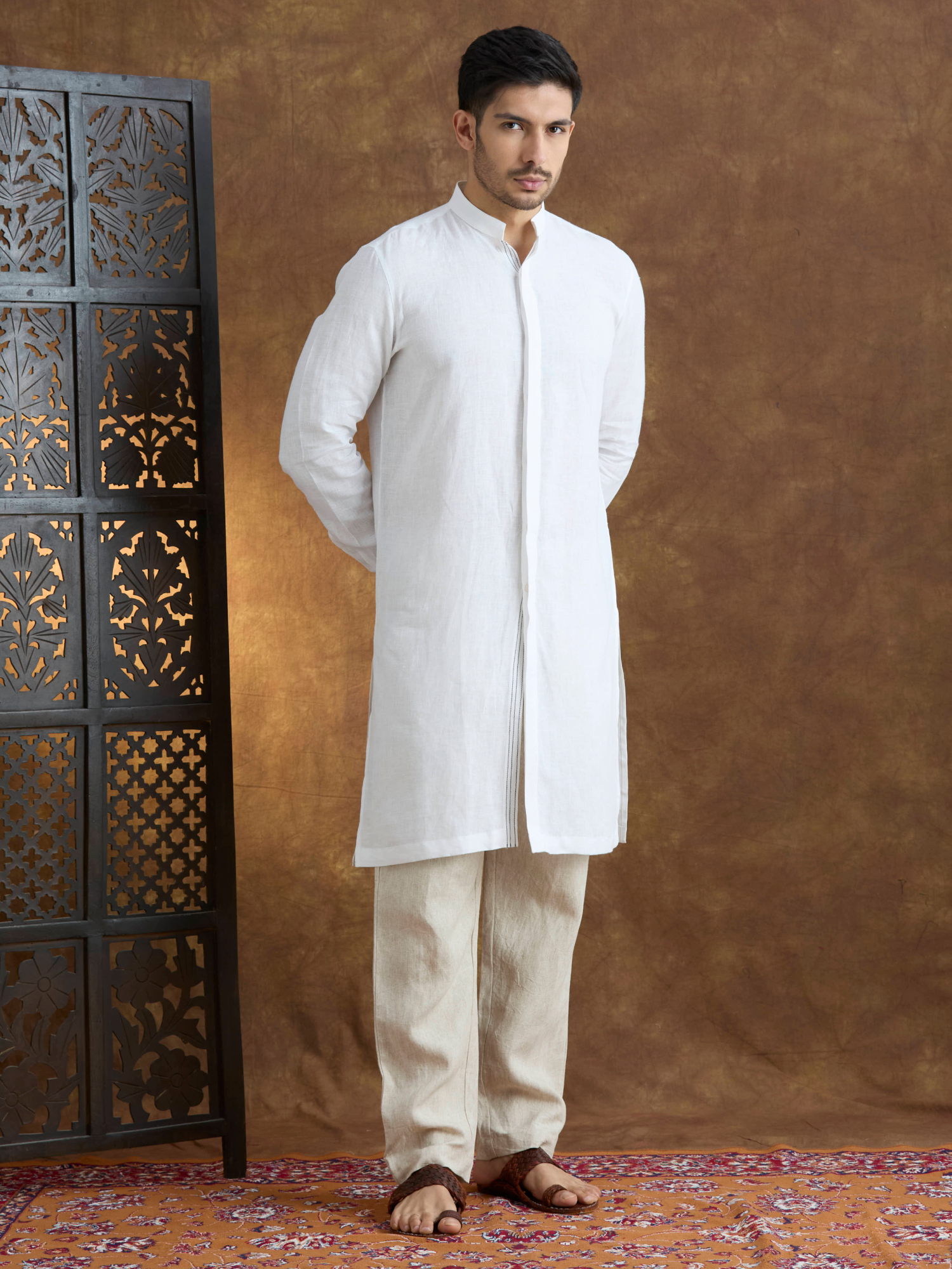 Kshetra | 100% Pure Linen White Long Kurta