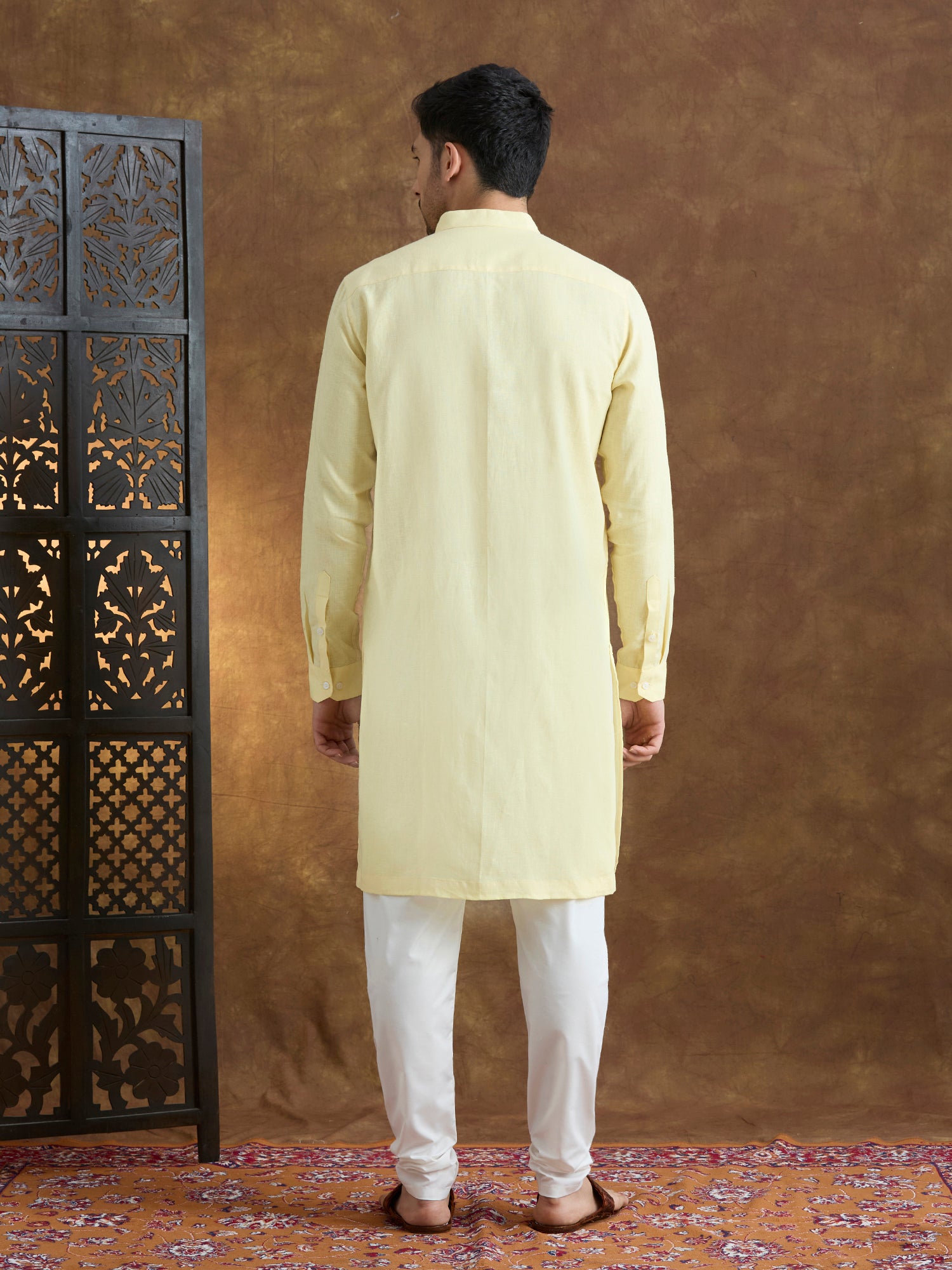 Kshetra | 100% Pure Linen Yellow Long Kurta